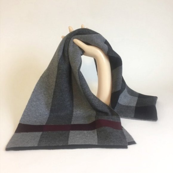 New MUNI Comforter Men’s Scarf Grey Black Burgundy - Picture 2 of 7